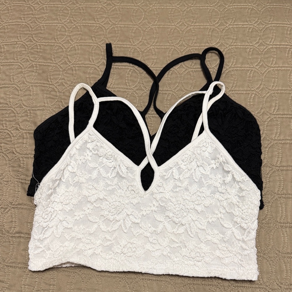 Papaya Black and White Lace Bralette Set